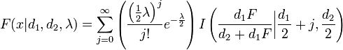 Noncentral F-distribution cumulative distribution function (CDF) formula