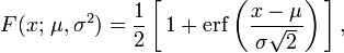 Normal distribution cumulative distribution function (CDF) formula