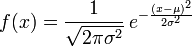 Normal distribution probability density function (PDF) formula