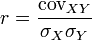 Pearson correlation coefficient formula