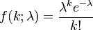 Poisson distribution probability mass function (PMF) formula