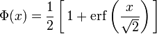 Standard normal distribution cumulative distribution function (CDF) formula