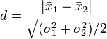 Cohen's d effect size for a t-test formula