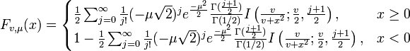 Noncentral t-distribution cumulative distribution function formula